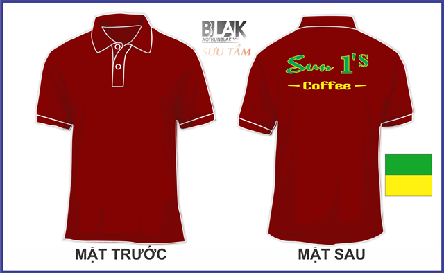 Mẫu áo thun đồng phục quán cổ bẻ màu đỏ đô - quán cafe sun 1