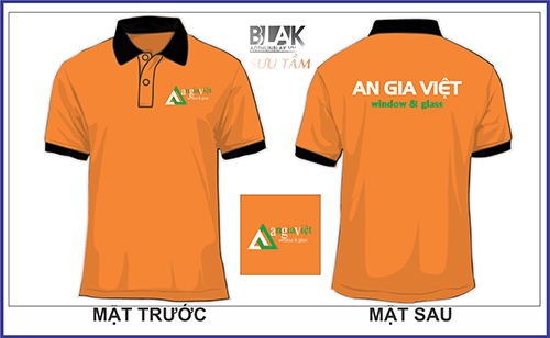 mẫu áo thun đồng phục công ty cửa kính AN GIA VIỆT màu cam