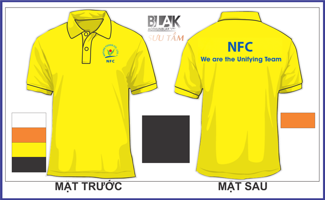 Mẫu áo thun đồng phục công ty cổ bẻ màu vàng - công ty NFC