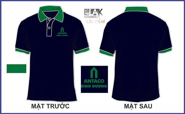 Mẫu áo thun đồng phục công ty cổ bẻ màu xanh đen - công ty Nataco Bình Dương