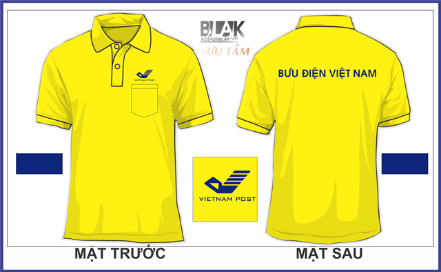 Mẫu áo thun đồng phục công ty cổ bẻ màu vàng - công ty bưu điện Việt Nam