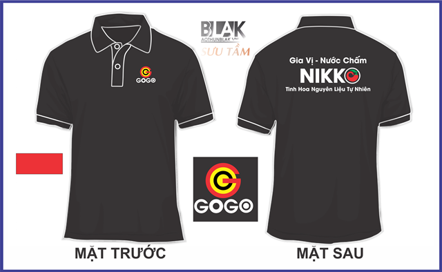 Mẫu áo thun đồng phục công ty cổ bẻ màu đen - công ty gia vị - nước chấm Nikko 