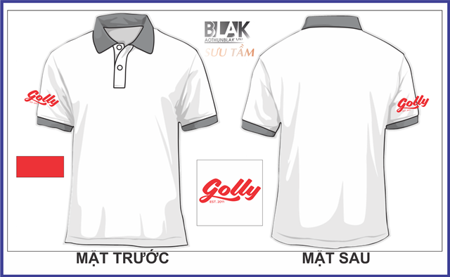 Mẫu áo thun đồng phục công ty cổ bẻ màu trắng - công ty Golly