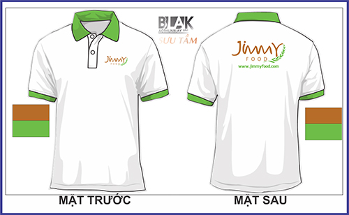 mẫu áo thun đồng phục công ty cổ bẻ màu trắng - công ty Jimmy Food