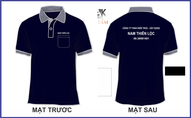 Mẫu áo thun đồng phục công ty cổ bẻ màu xanh đen - công ty Nam Thiện Lộc