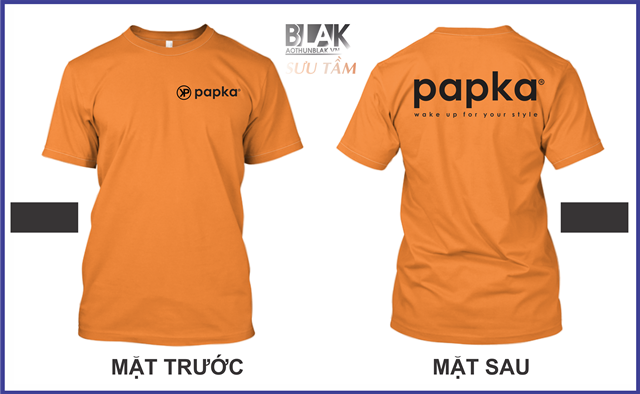 Mẫu áo thun đồng phục công ty cổ tròn màu cam - công ty Papka