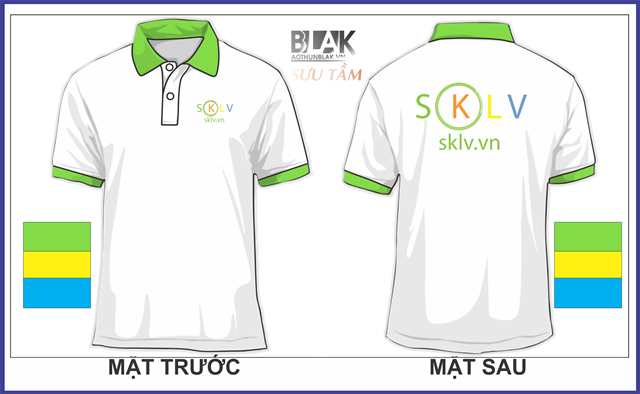 Mẫu áo thun đồng phục công ty cổ bẻ màu trắng - công ty SKLV