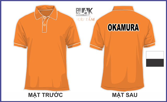 Mẫu áo thun đồng phục công ty cổ bẻ màu cam - công ty OKAMURA