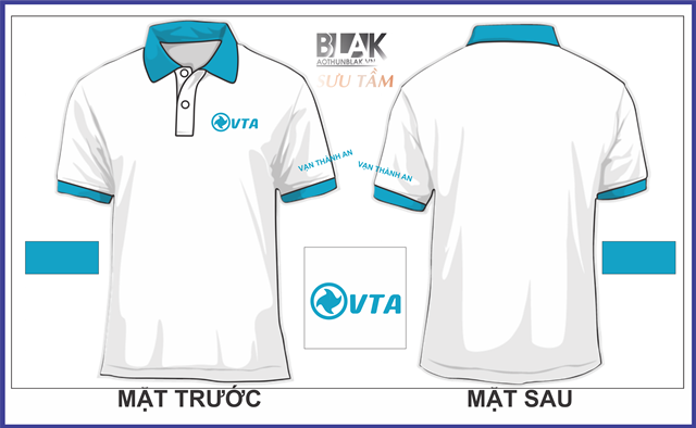 Mẫu áo thun đồng phục công ty cổ bẻ màu trắng - công ty VTA