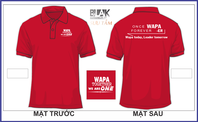 Mẫu áo thun đồng phục công ty cổ bẻ màu đỏ - công ty Wapa