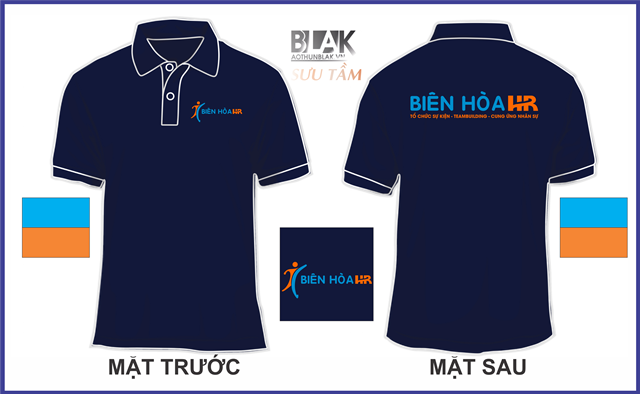 Mẫu áo thun đồng phục công ty cổ bẻ màu xanh đen - công ty sự kiện Biên Hòa HR